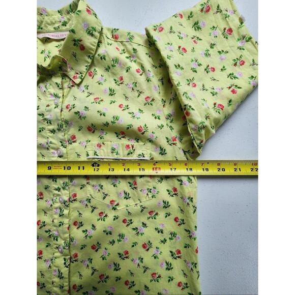 Victoria Secret Shirt Womens Extra Small Yellow Floral Button Front Sleep - Picture 12 of 16